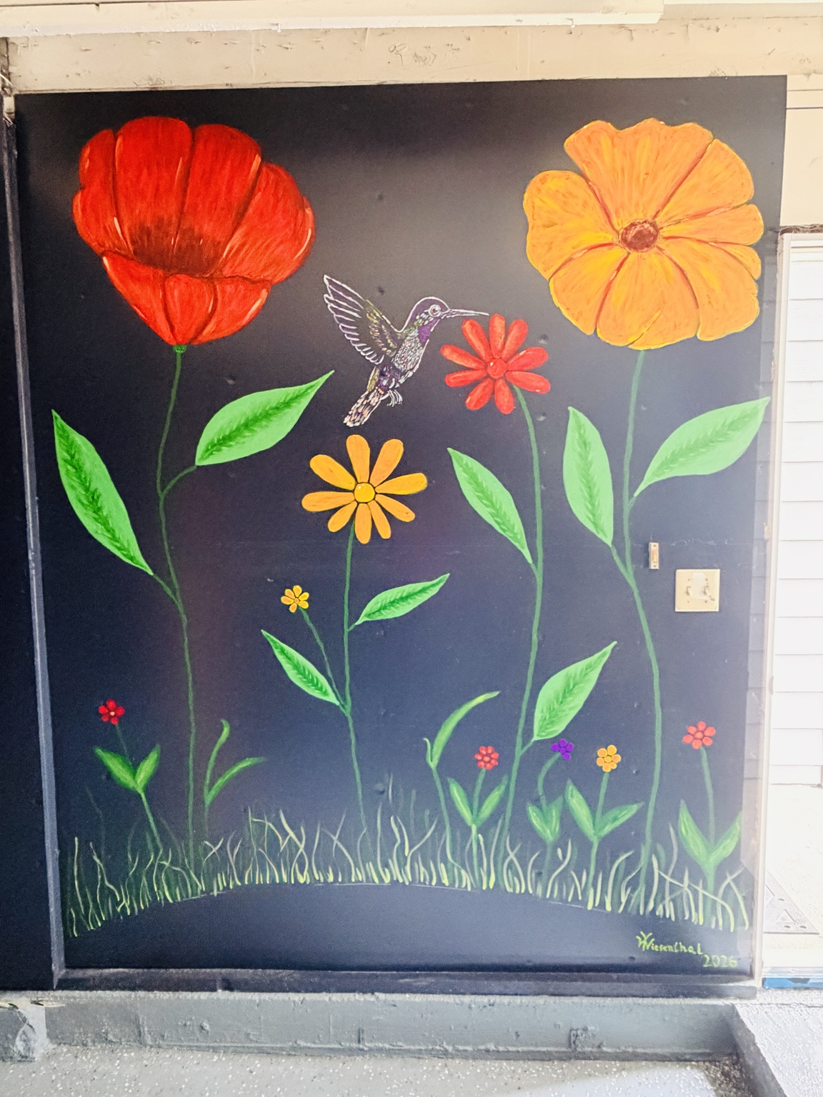 Hummingbird mural detail